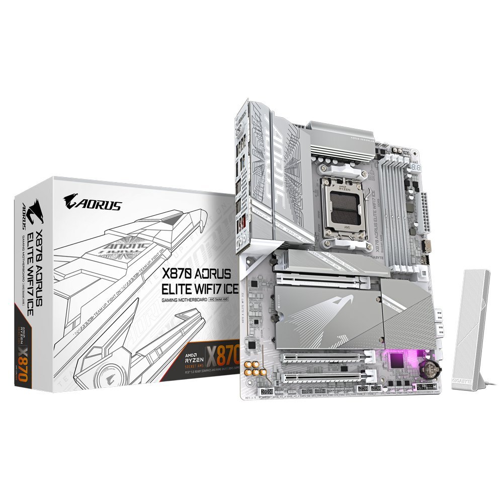 Gigabyte X870 AORUS ELITE WIFI7 ICE | Socket AM5 | AMD X870 | 4xDDR5 | ATX | Moederbord
