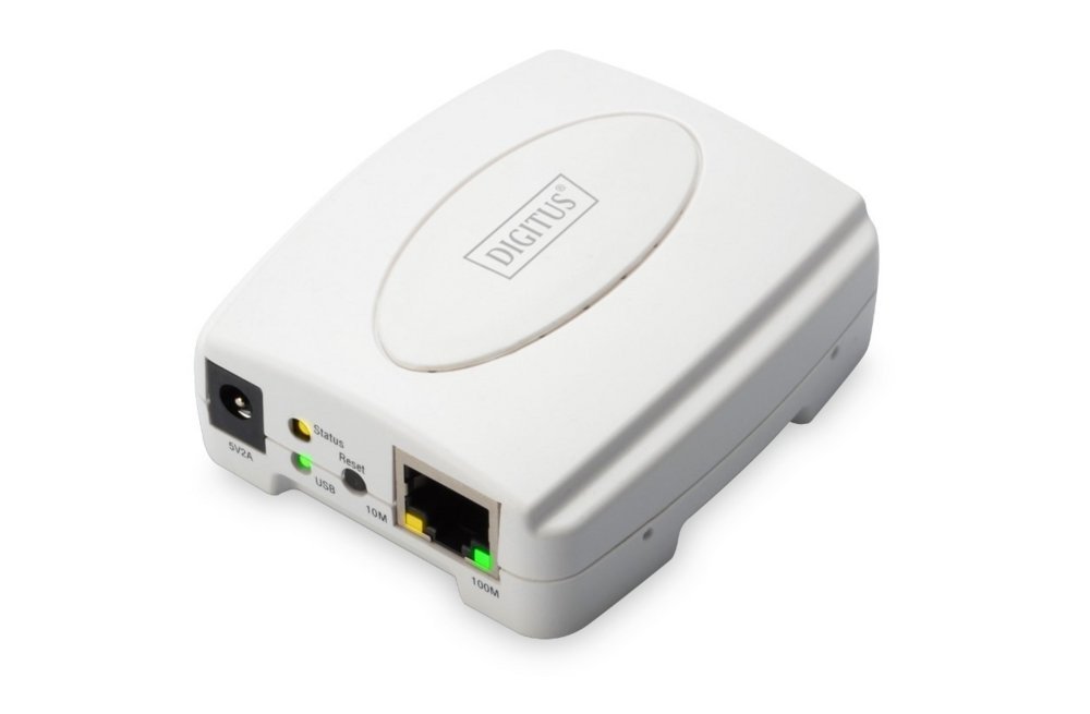 Digitus DN-13003-2 Print Server | 1x USB 2.0 | 1x RJ45 10/100 Mbps | TCP/IP, IPX/SPX, NetBEUI, AppleTalk