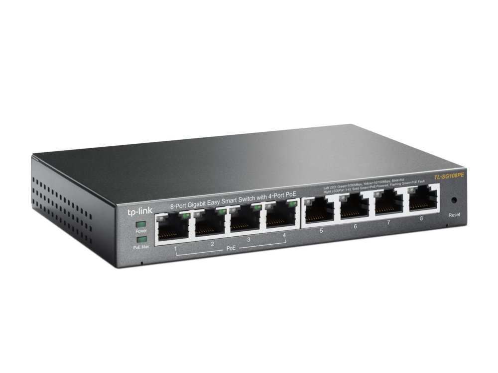 TP-Link TL-SG108PE | 8-Poorts Gigabit Easy Smart Switch | 4x PoE+ | Managed - Afbeelding 3