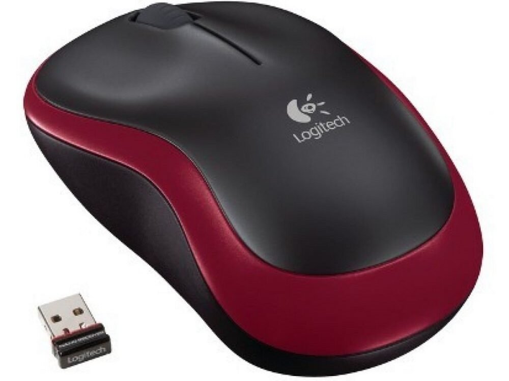 Logitech M185 | Draadloze Muis | Links- en Rechtshandig | RF | 1000 DPI | Zwart/Rood