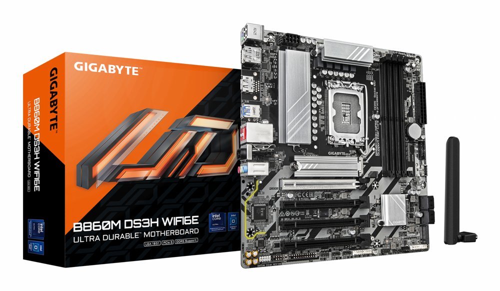 Gigabyte B860M DS3H WIFI6E | Socket LGA 1851 (V1) | Intel B860 | 4xDDR5 | Micro ATX | Moederbord