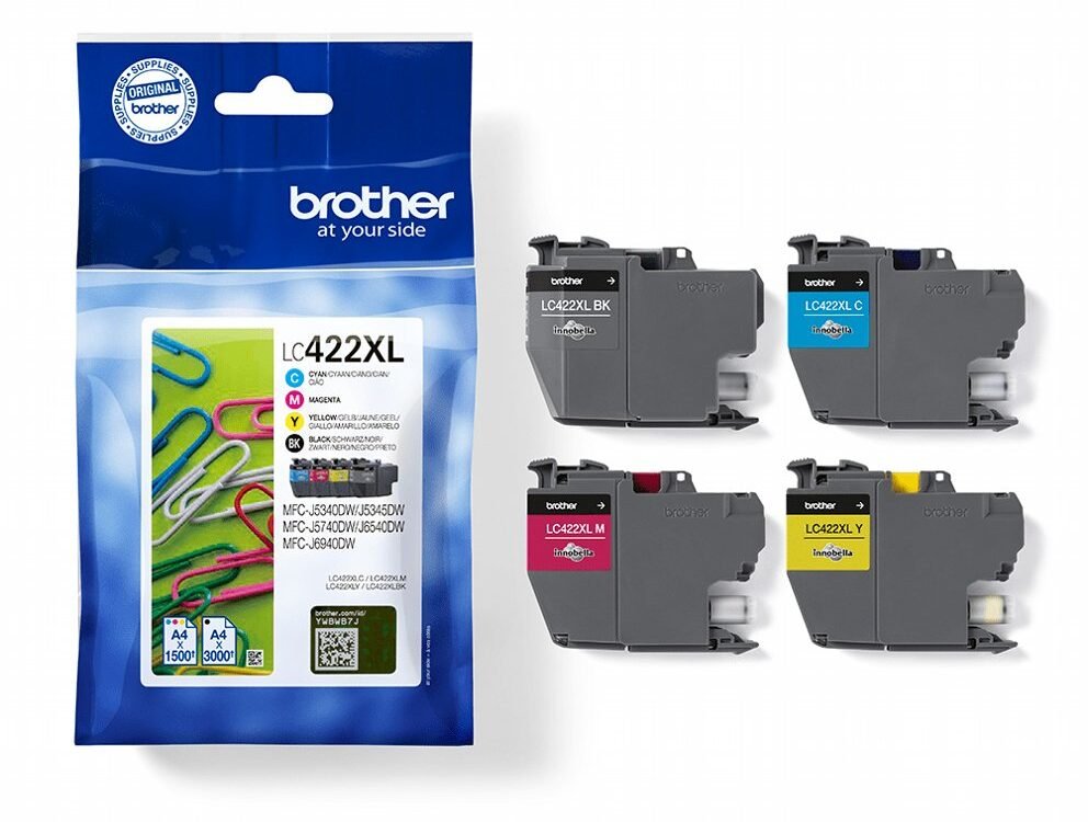 Brother LC422XLVAL | Originele Inktcartridges | 4 Stuks | Zwart/Cyaan/Magenta/Geel