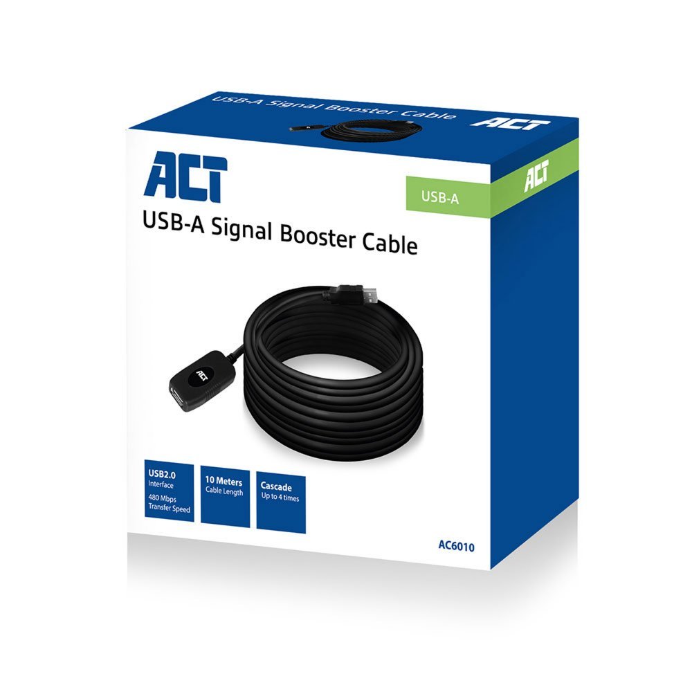 ACT AC6010 | USB 2.0 Signaalversterker | USB-A naar USB-A | 10m | Zwart - Afbeelding 3
