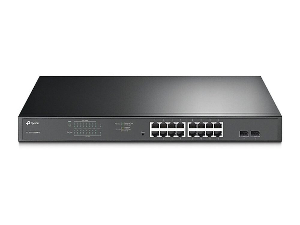 TP-Link TL-SG1218MPE | Managed Smart Switch | 18 Poorten | Gigabit Ethernet (10/100/1000 Mbps) | 16x PoE+ (192W) | 2x SFP | VLAN/QoS | Zwart