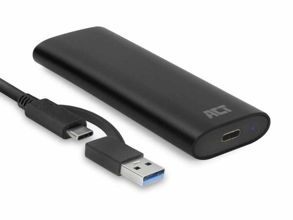 ACT AC1615 | USB-C M.2 NVMe/PCIe SSD Behuizing | Tool-Free | Aluminium | USB 3.2 Gen2 (10 Gbps)