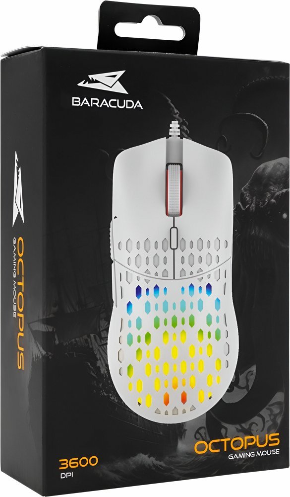 Baracuda OCTOPUS RGB | Bekabelde Gaming Muis | Rechtshandig | USB-A | 3600 DPI | Wit - Afbeelding 3