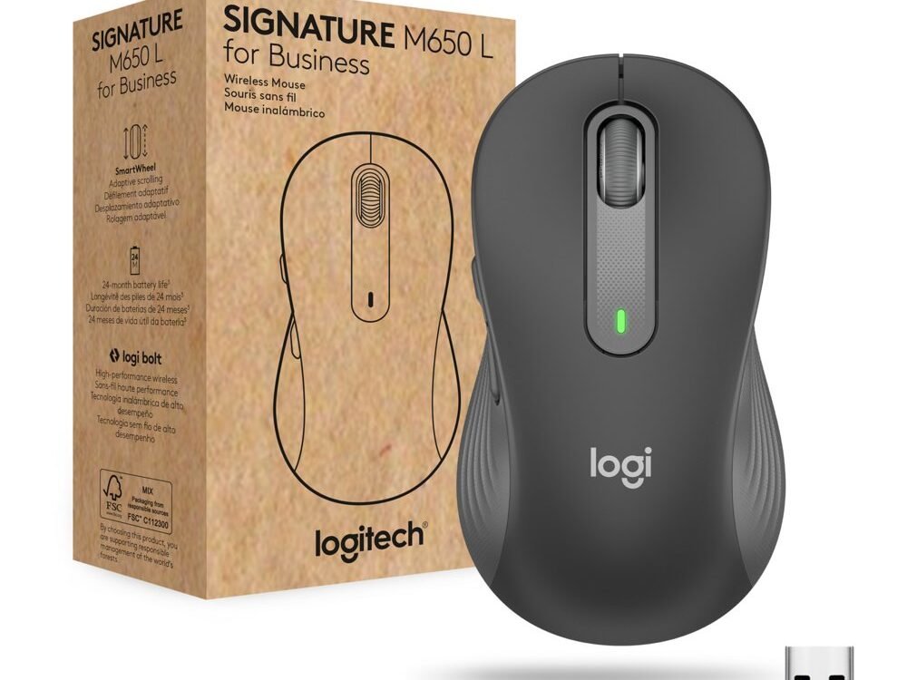 Logitech Signature M650 for Business | Draadloze Muis | Rechtshandig | RF + Bluetooth | 4000 DPI | Grafiet
