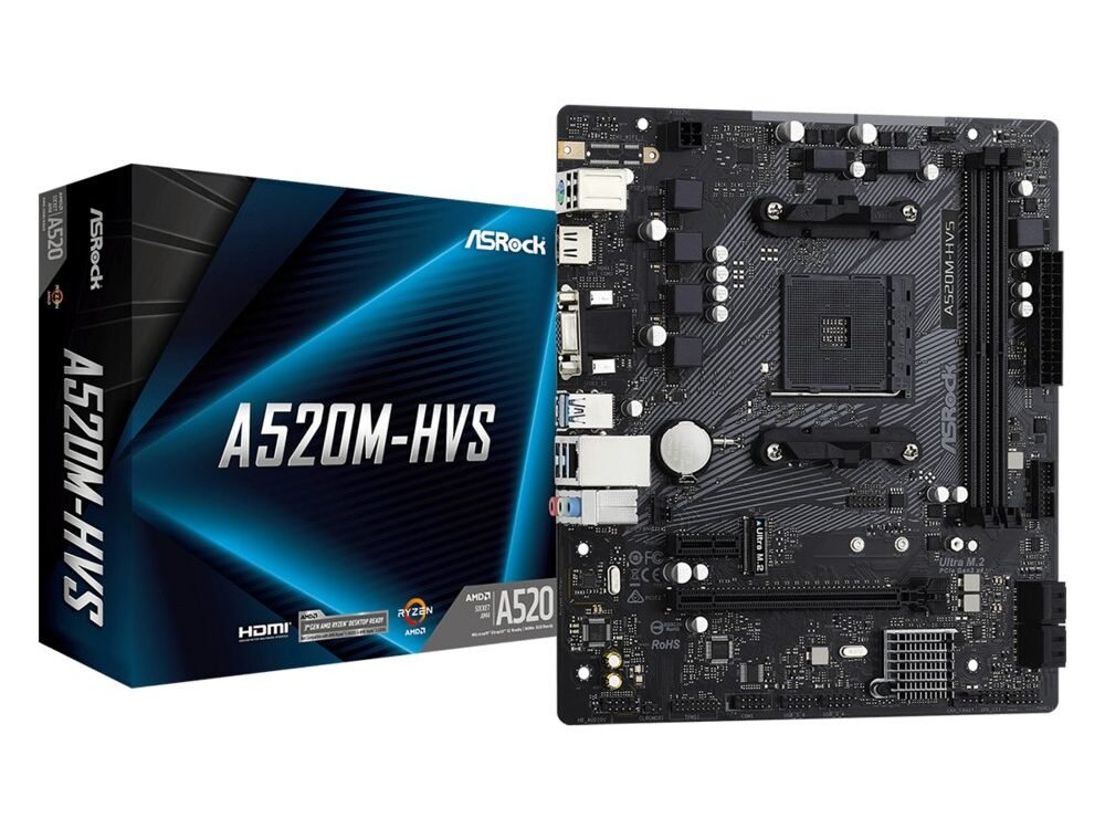 Asrock A520M-HVS | Socket AM4 | AMD A520 | 2xDDR4 | Micro-ATX | Moederbord