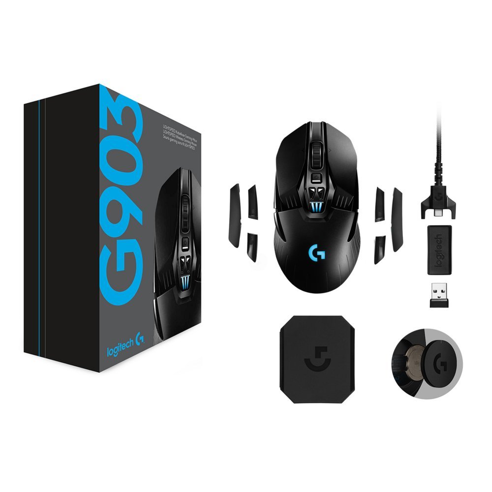 Logitech G903 Lightspeed | Ambidextrous Draadloze Gaming Muis | RF-Draadloos + USB-A | 25.600 DPI | Zwart - Afbeelding 9