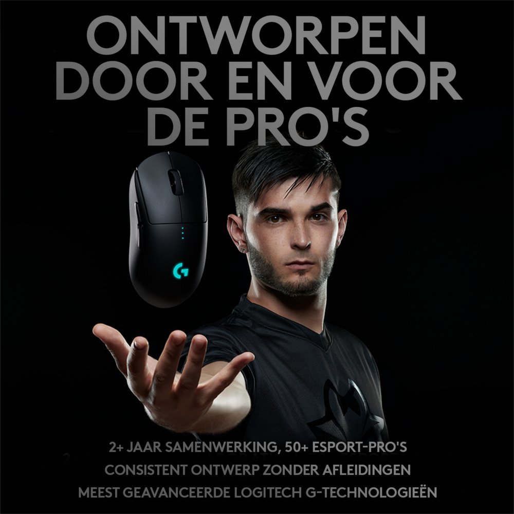 Logitech G Pro | Draadloze Gaming Muis | Links- en Rechtshandig | RF | 25600 DPI | Zwart - Afbeelding 9