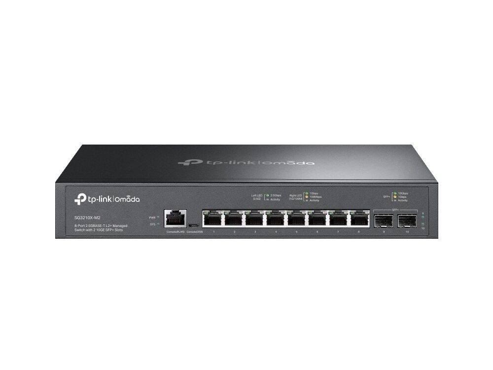 TP-Link Omada SG3210X-M2 | Managed L2+ Switch | 8x 2.5G Ethernet | 2x 10G SFP+ | 1U | Zwart