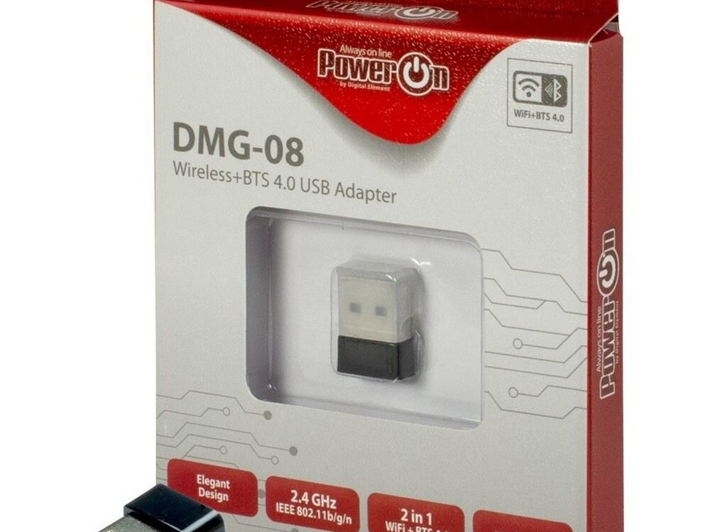 Inter-Tech DMG-08 | Wi-Fi 4 & Bluetooth 4.0 USB Adapter | 150 Mbps | 2,4 GHz | USB 2.0 | Zwart