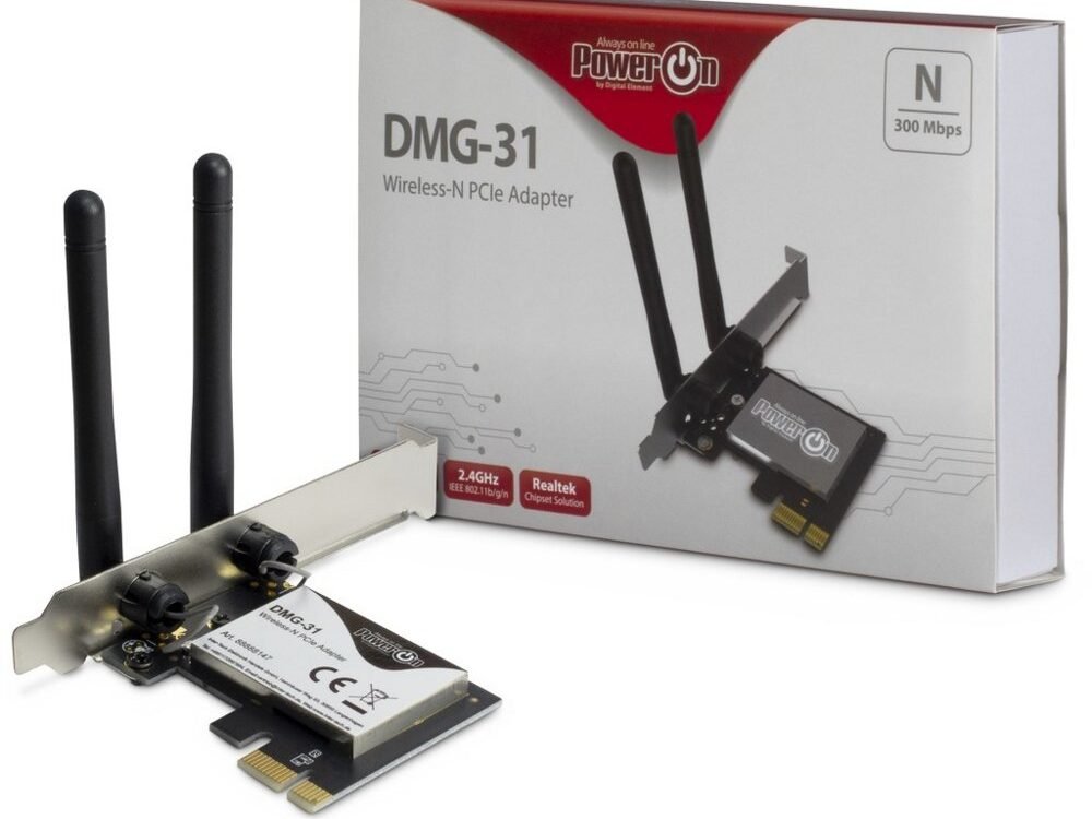 Inter-Tech DMG-31 | Interne WLAN-adapter | PCIe x1 | Wi-Fi 4 (802.11n) | 300 Mbps | 2x 3dBi antennes