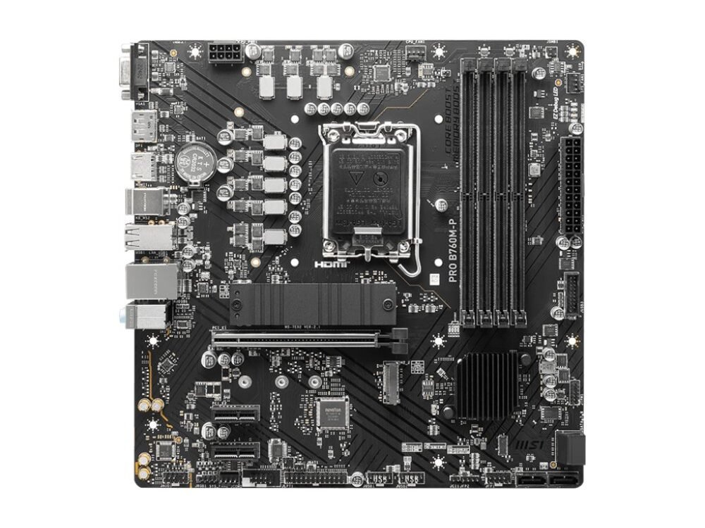 MB MSI PRO B760M-P | Socket LGA 1700 | Intel B760 | 4xDDR5 | Micro-ATX | Moederbord