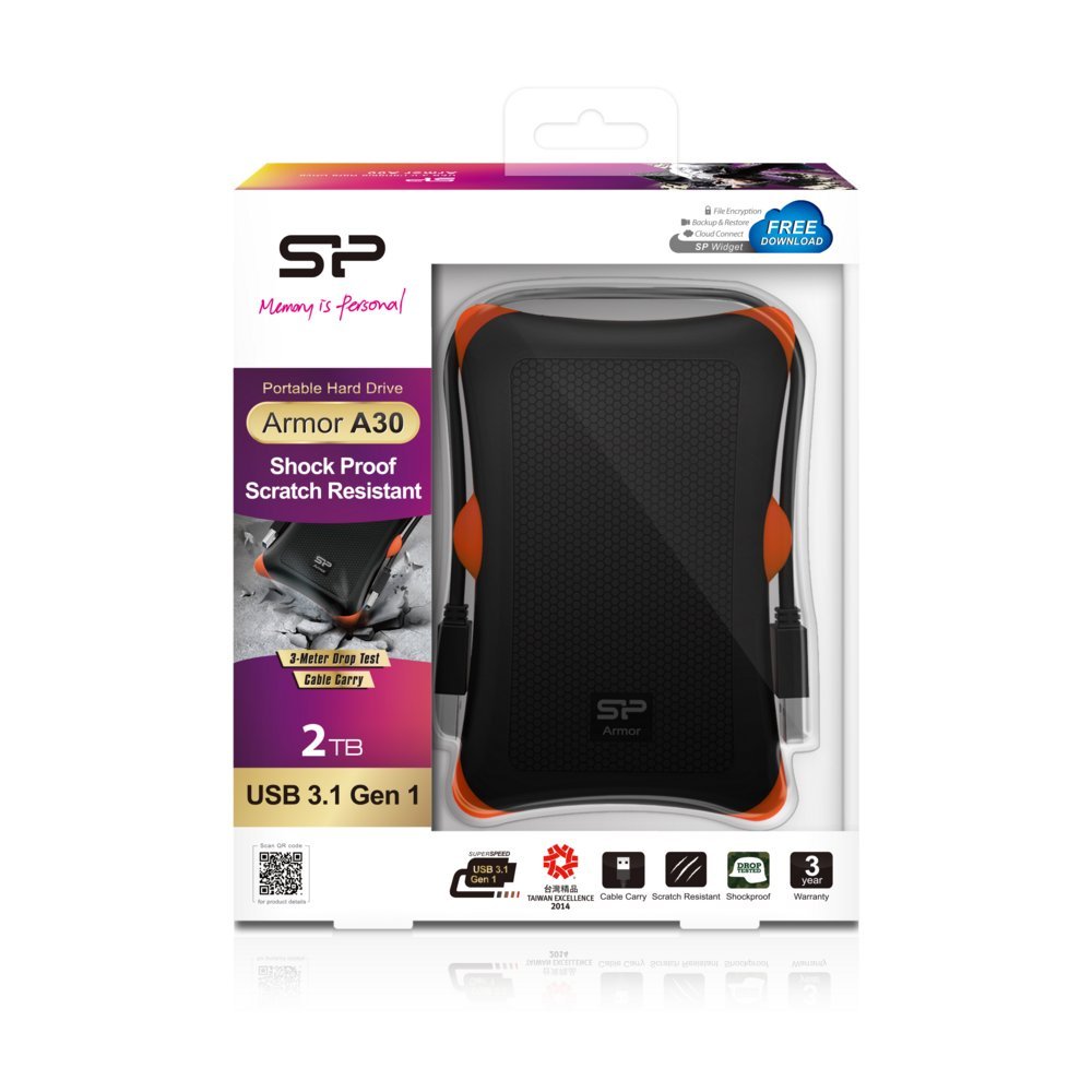 Silicon Power Armor A30 | 2TB Rugged Portable Hard Drive | Schokbestendig (MIL-STD-810G) | USB 3.2 Gen 1 (USB 3.0) | Zwart - Afbeelding 3