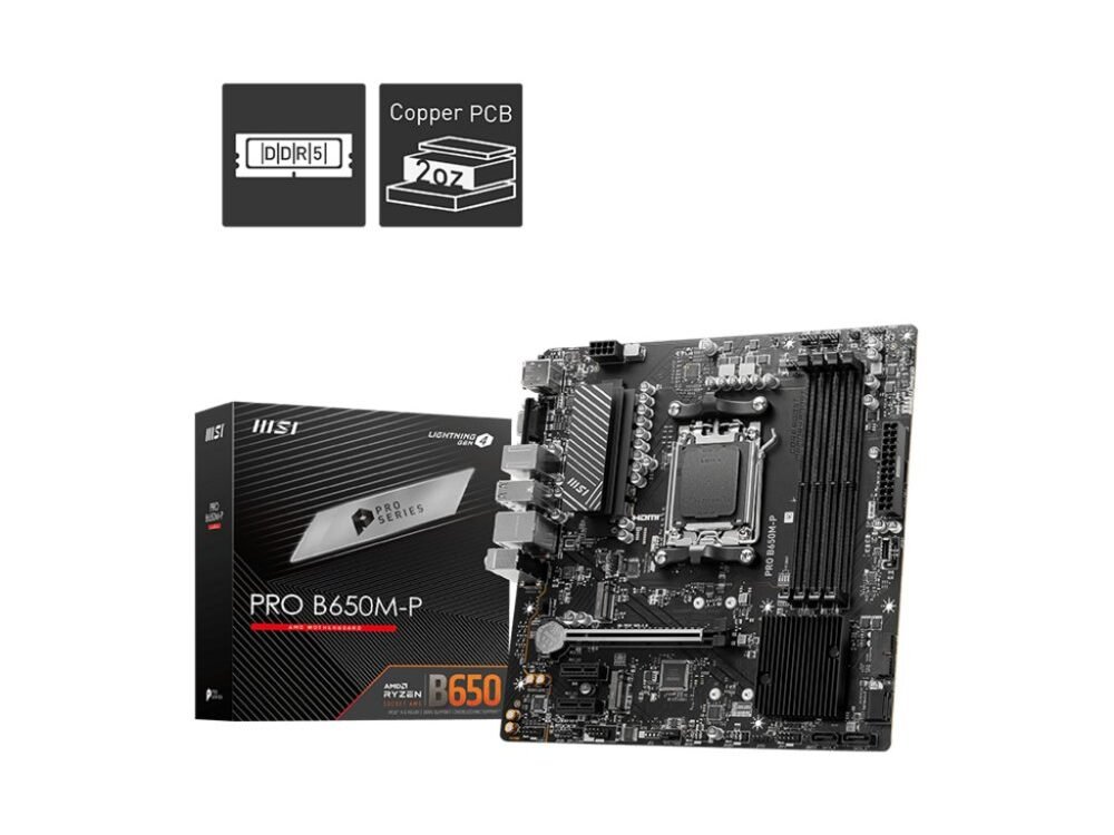 MSI PRO B650M-P | Socket AM5 | AMD B650 | 4xDDR5 | Micro-ATX | Moederbord