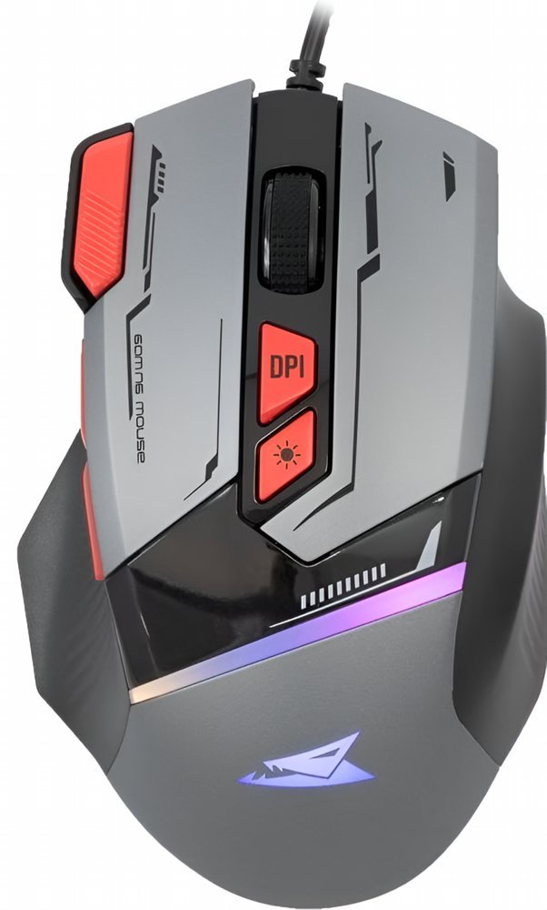 Baracuda MANTA RGB | Bekabelde Gaming Muis | Rechtshandig | USB-A | 12800 DPI | Grijs
