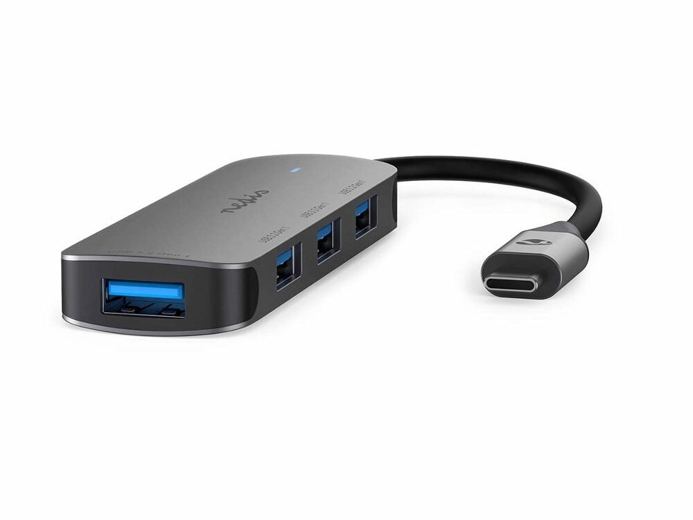Nedis CCGB64220GY01 | Interface Hub USB 3.2 Gen 1 (3.1 Gen 1) | 1× USB-C naar 4× USB-A | 5 Gbps | Grijs