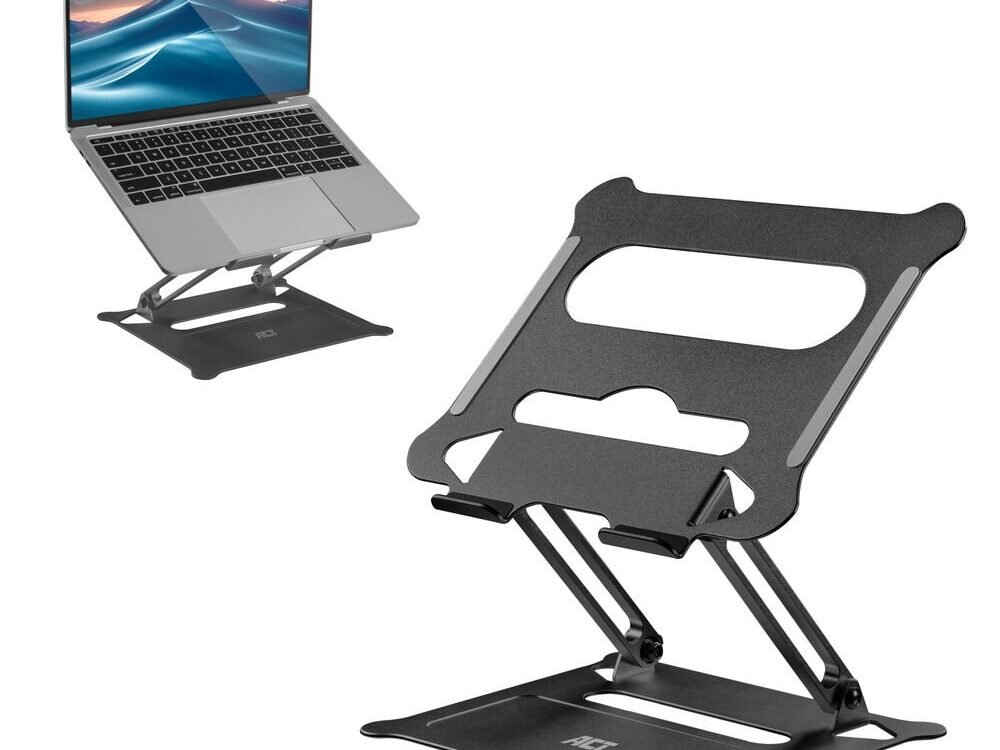 ACT Laptopstandaard 15.6" | Aluminium | Inklapbaar | Traploos in Hoogte Verstelbaar
