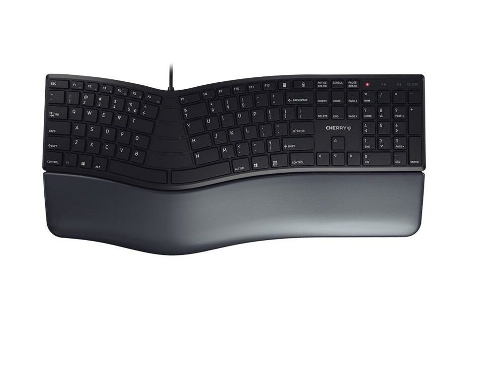 CHERRY KC 4500 Ergo | Toetsenbord | USB | QWERTY (US Engels) | Zwart