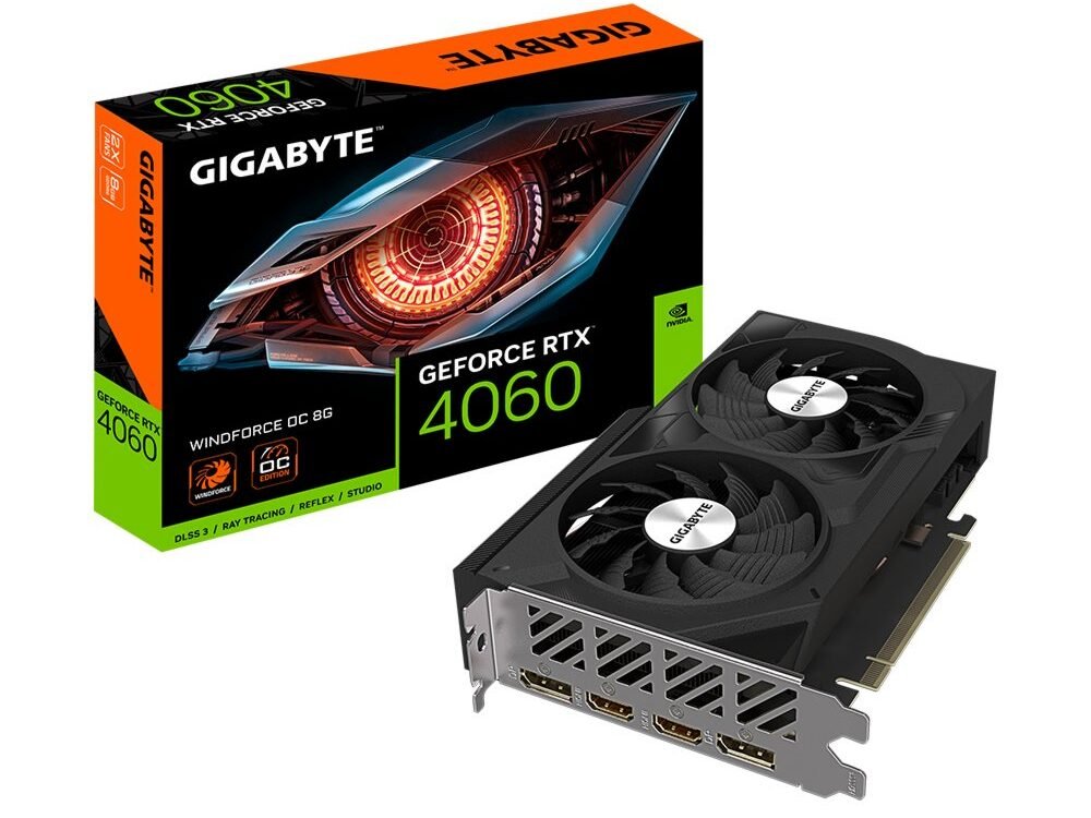 Gigabyte GeForce RTX 4060 Windforce OC | 8GB GDDR6 VRAM | Videokaart | GPU | Nvidia