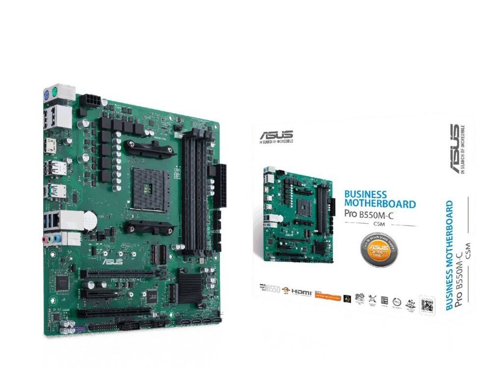 ASUS PRO B550M-C/CSM | Socket AM4 | AMD B550 | 4xDDR4 | Micro-ATX | Moederbord