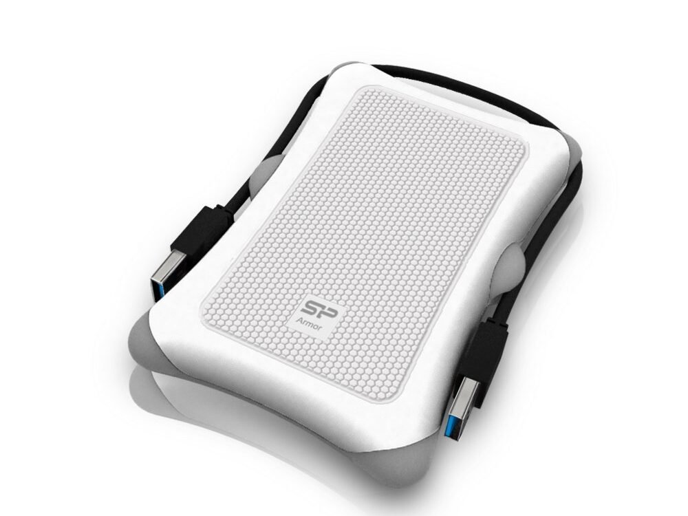 Silicon Power Armor A30 | 2TB Rugged Portable Hard Drive | Schokbestendig (MIL-STD-810G) | USB 3.2 Gen 1 (USB 3.0) | Wit/Grijs