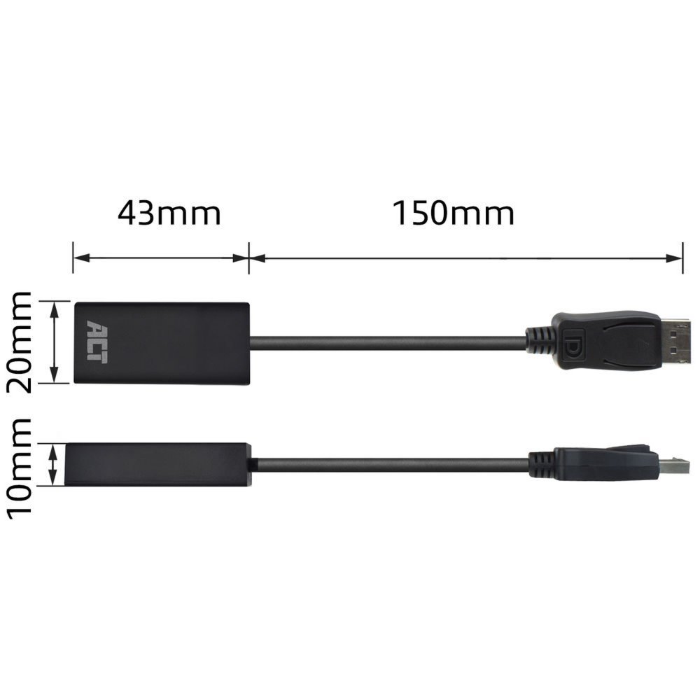 ACT AC7555 DisplayPort naar HDMI Adapter | Female | 4K | Zip Bag - Afbeelding 4