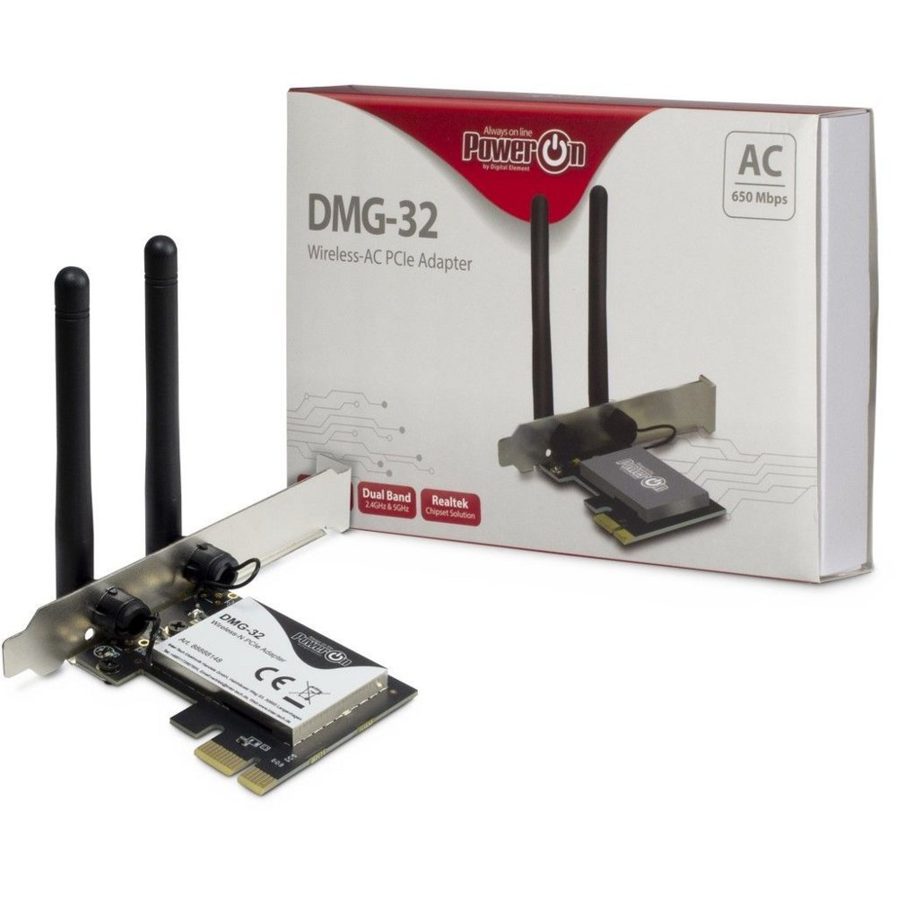 Inter-Tech DMG-32 | Interne WLAN-adapter | PCIe x1 | Wi-Fi 5 (802.11ac) | Dual-band 2,4 & 5 GHz | 650 Mbps | 2x 2dBi antennes - Afbeelding 3