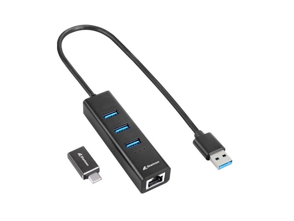 Sharkoon 4044951037575 | Docking Station & Poortreplicator | USB-C 3.2 Gen 1 | Draadloos | Zwart