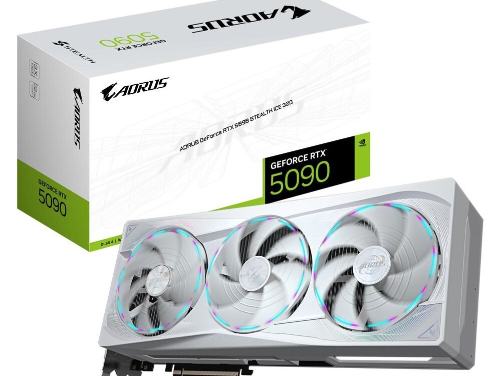GIGABYTE AORUS RTX 5090 STEALTH ICE | 32 GB GDDR7 VRAM | 4K Gaming & AI | Videokaart | GPU | Nvidia