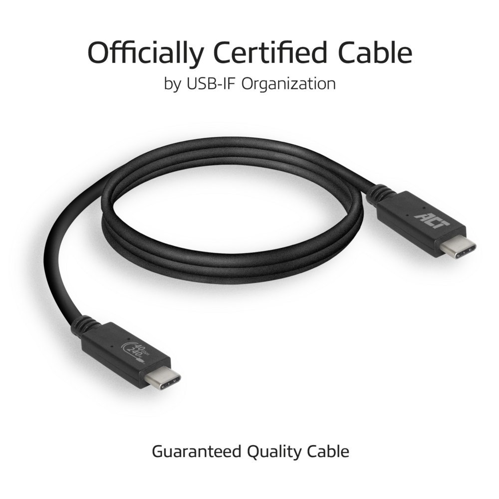 ACT AC7451 | USB4 Gen 3x2 Kabel | USB-C naar USB-C | 0.8m | Zwart - Afbeelding 7