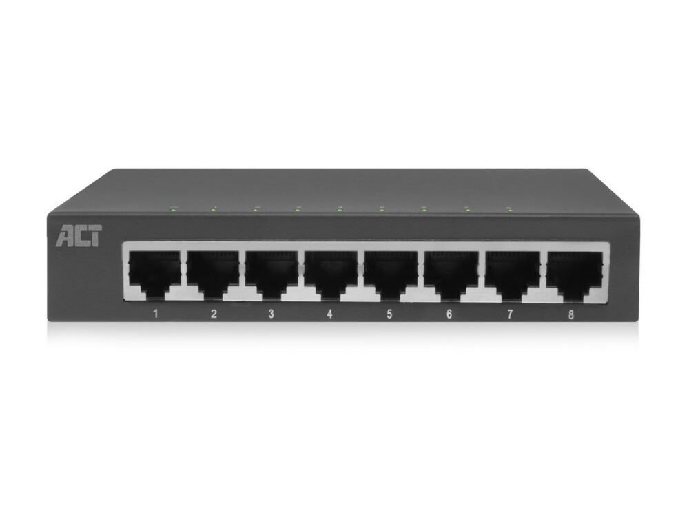 ACT AC4418 | Unmanaged Switch | 8 Poorten | Gigabit Ethernet | Grijs | Plug & Play
