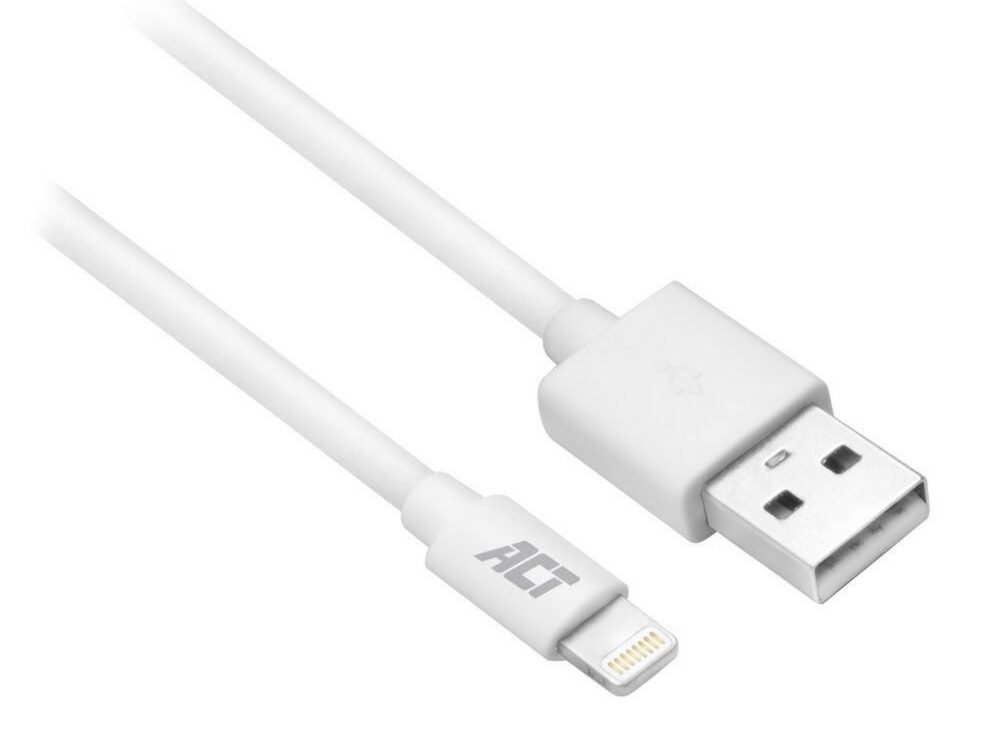 ACT kabel | USB-A naar Lightning | iOS compatibel | 1 m | Wit | AC3092