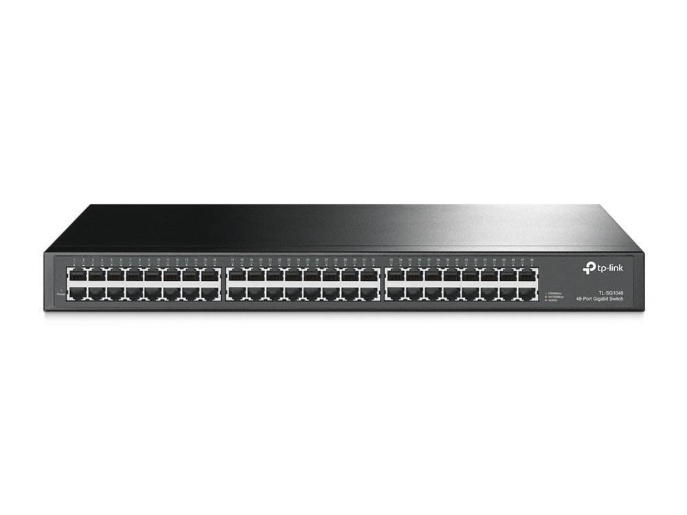 TP-Link TL-SG1048 | Unmanaged Switch | 48 Poorten | Gigabit Ethernet (10/100/1000 Mbps) | 96 Gbps Switchingcapaciteit | 1U Rackmount | Zwart