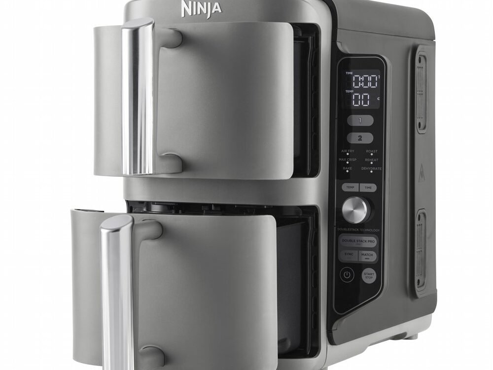Ninja SL400EU Double Stack XL | Heteluchtfriteuse | Dubbel 9,5 l | 2470 W | Zwart, Grijs