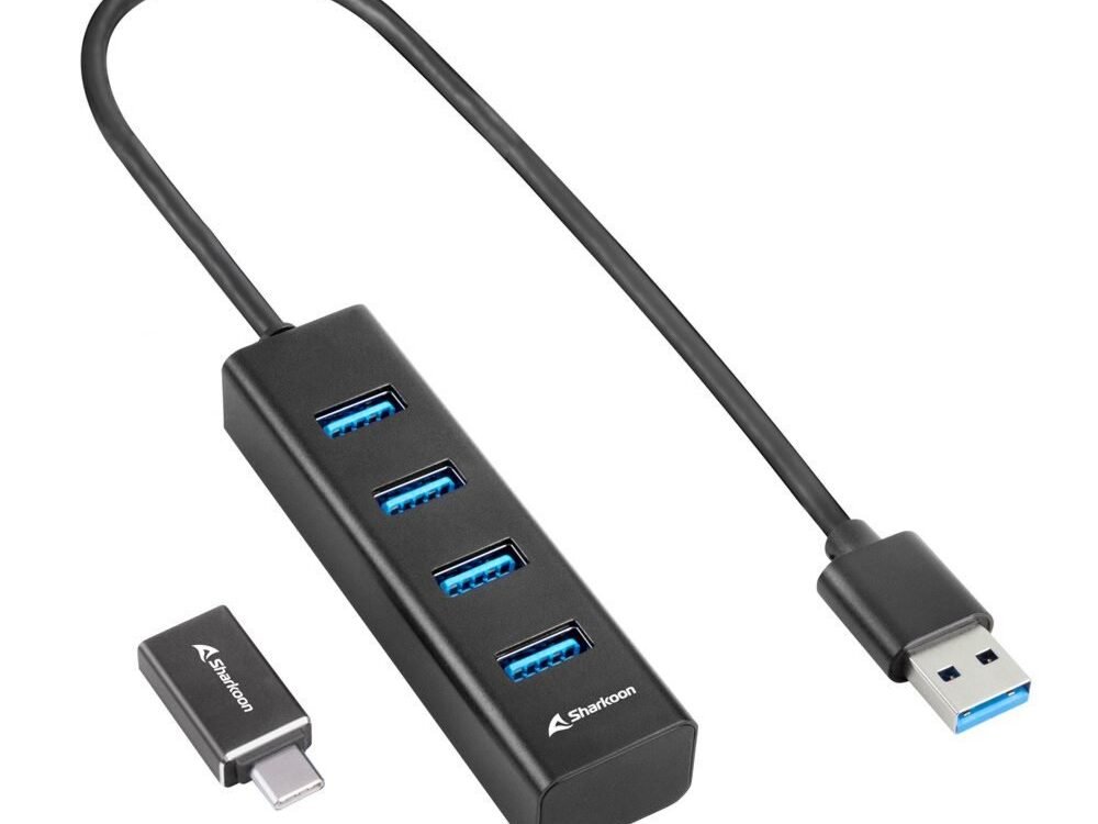Sharkoon 4044951037582 | USB 3.2 Gen 1 (3.1 Gen 1) Type-C Hub | 5000 Mbit/s | Zwart
