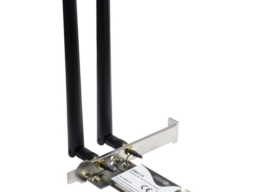 Inter-Tech DMG-35 | Wi-Fi 6 & Bluetooth 5.0 PCIe Adapter | 3000 Mbps | Dual-band (2,4 GHz / 5 GHz) | Intel AX200 Chipset | PCIe x1