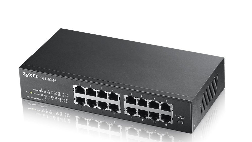 Zyxel GS1100-16 | Unmanaged Switch | 16-poorts Gigabit Ethernet | Zwart