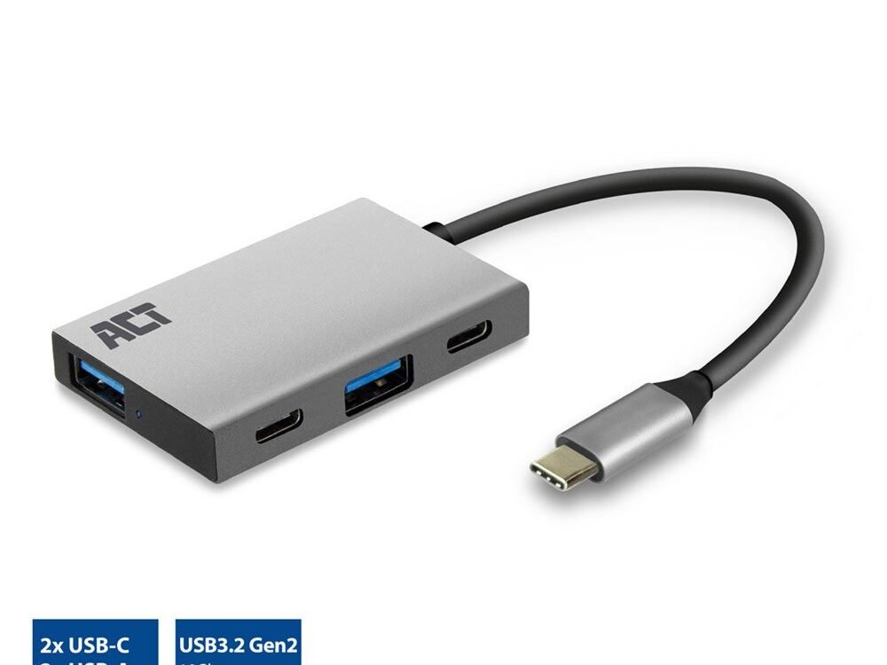 ACT AC7070 | USB-C Hub 4 Port | 2x USB-C & 2x USB-A | SuperSpeed 10 Gbit/s