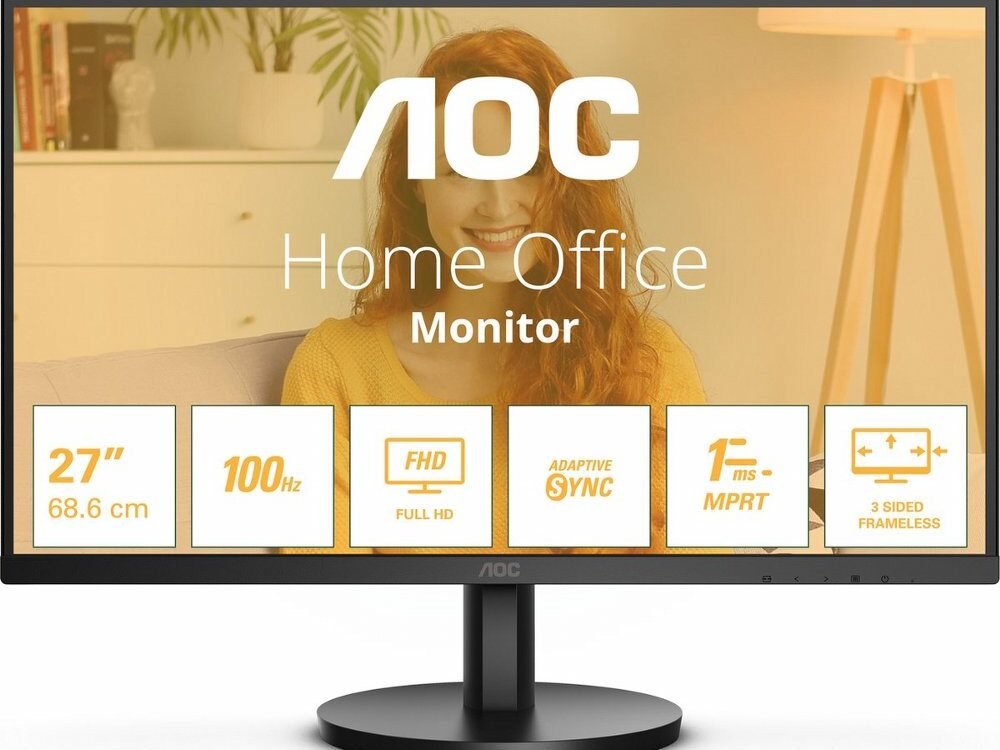 AOC Q27B3CF2 | 27" | 2560x1440 Quad HD IPS | 100Hz | 1ms MPRT | Ingebouwde Speakers | USB-C 65W Power Delivery