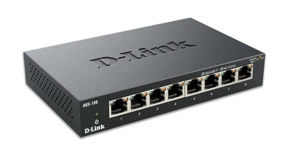 D-Link DGS-108 | Unmanaged Switch | Gigabit Ethernet (10/100/1000) | Zwart