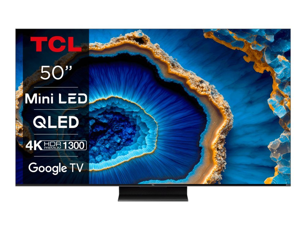 TCL 50C805 50" | Ultra HD 4K QD-Mini LED Smart TV | Google TV + Wifi | Dolby Vision & HDR10+ | Quantum Dot voor Levendige Kleuren | Local Dimming | 144Hz