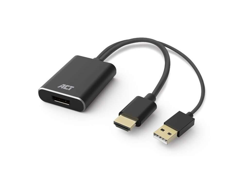 ACT AC7536 | HDMI + USB naar DisplayPort Adapterkabel | 0,24 m | Zwart