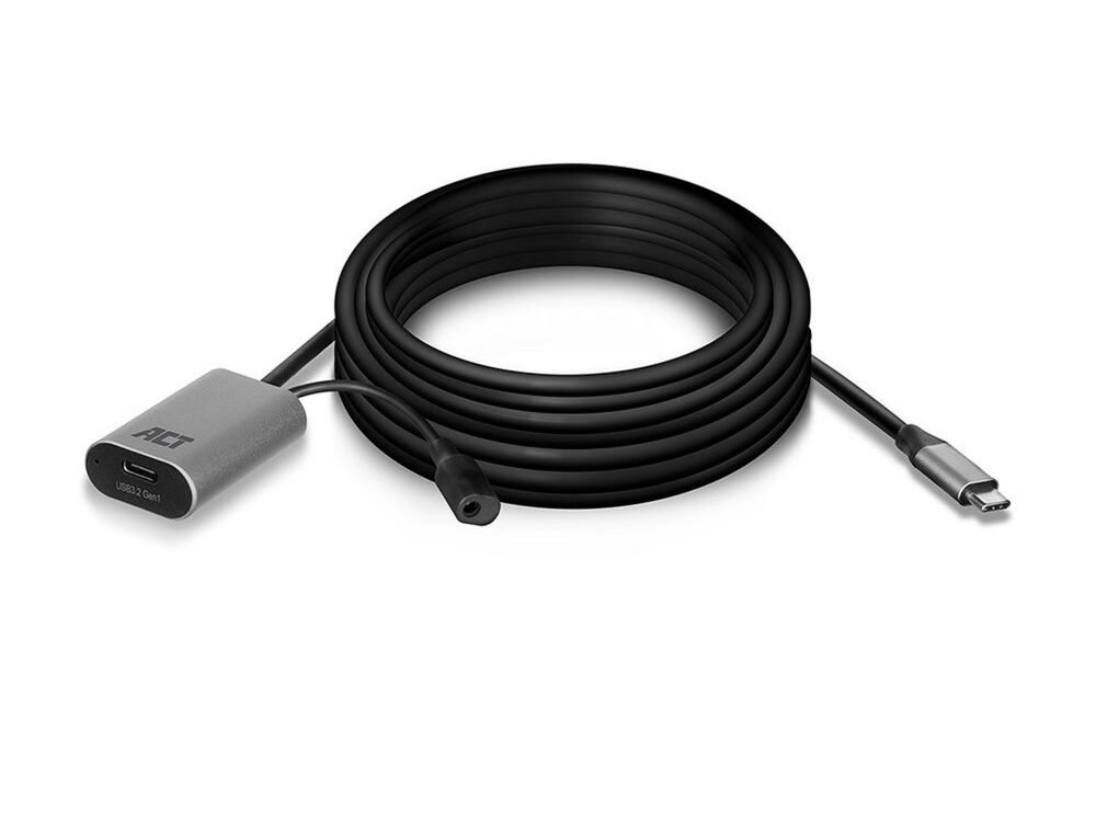 ACT AC7060 | USB-C Verlengkabel met Signaalversterker | 5m | Zwart