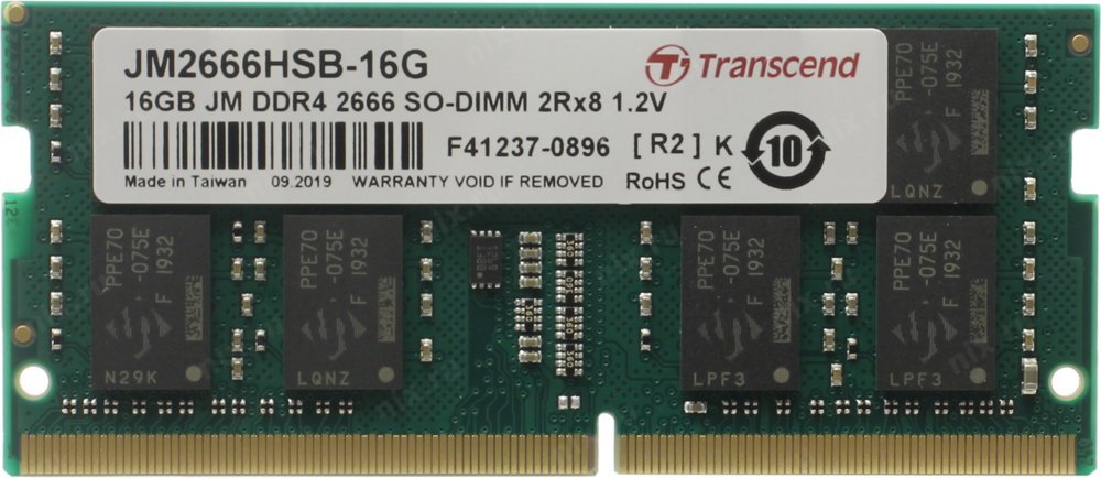 Transcend JetRam JM2666HSB-16G | 16GB (2x8GB) DDR4 | 2666 MHz | SODIMM