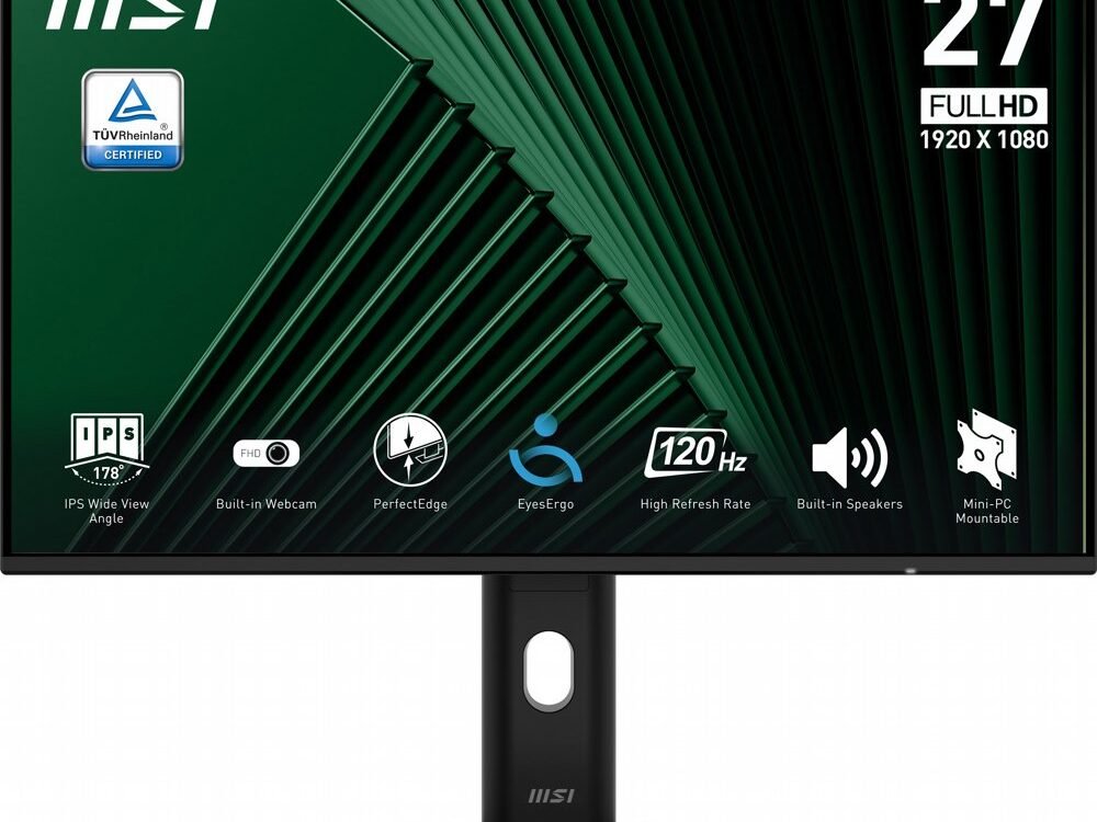 MSI PRO MP272PMG | 27" Full HD IPS Monitor | 120Hz | Webcam | USB | Zwart