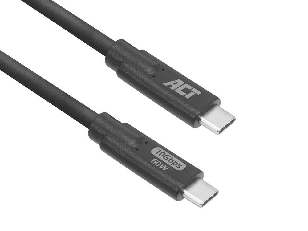 ACT AC7443 | USB 3.2 Kabel | 10Gbps | 60W | USB-C naar USB-C | 3m | Zwart