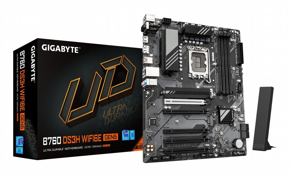 GIGABYTE B760 DS3H WIFI6E GEN5 | Intel B760 Express | LGA 1700 | ATX | DDR5 | PCIe 5.0 | WiFi 6E | 2.5GbE LAN | Moederbord