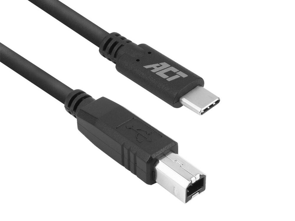 ACT | USB 2.0 Kabel | USB-C naar USB-B | 1,8m | Zwart